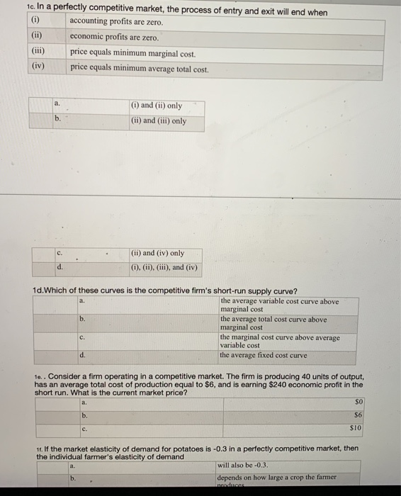 Economics 1a multiple choice questions and answers picture