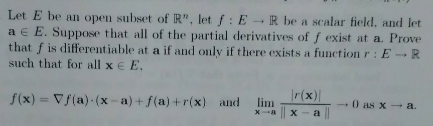 Solved Let E Be An Open Subset Of Rn Let F E R Be A Chegg Com