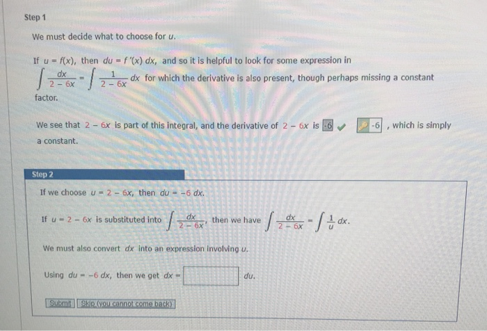 Solved Step 1 We Must Decide What To Choose For U If U F Chegg Com