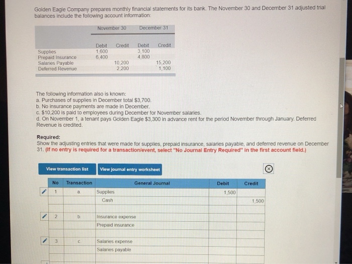 Solved Golden Eagle Company Prepares Monthly Financial St