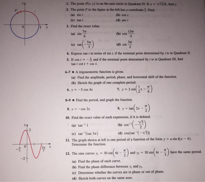 Solved The Point P X Y Is On The Unit Circle In Quadran Chegg Com