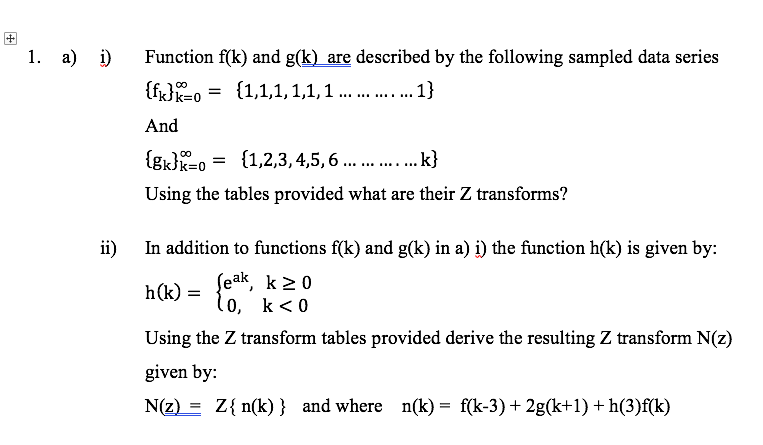 Solved 1 A Function F K And G K Are Described By Th Chegg Com