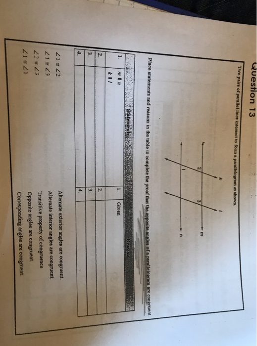 Solved Question 13 Two Pairs Of Parallel Lines Intersect