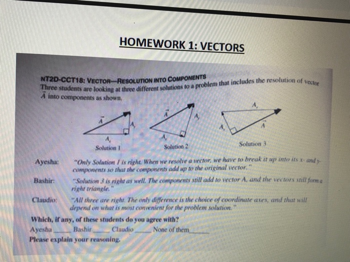Solved Homework 1 Vectors Nt2d Cct18 Vector Resolution Chegg Com