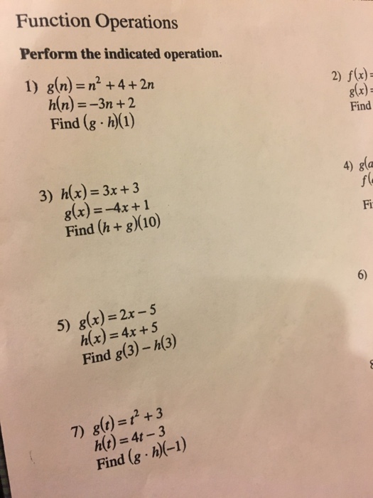 Solved Function Operations Perform The Indicated Operatio Chegg Com