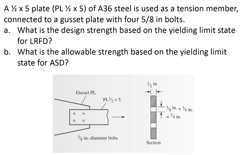 Solved A X 5 Plate Pl X 5 Of A36 Steel Is Used As A Chegg Com