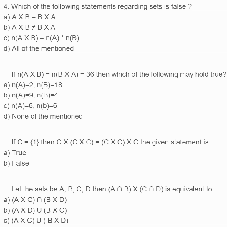 Solved 4 Which Of The Following Statements Regarding Set Chegg Com