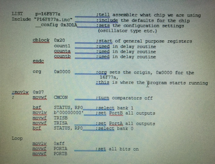 p-16F877a LIST Include P16F877a.inc tell assembler what chip we are using include the defaults for the chip (oscillator typ