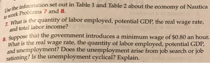 Solved n set out in Table 1 and Table 2 about the economy of