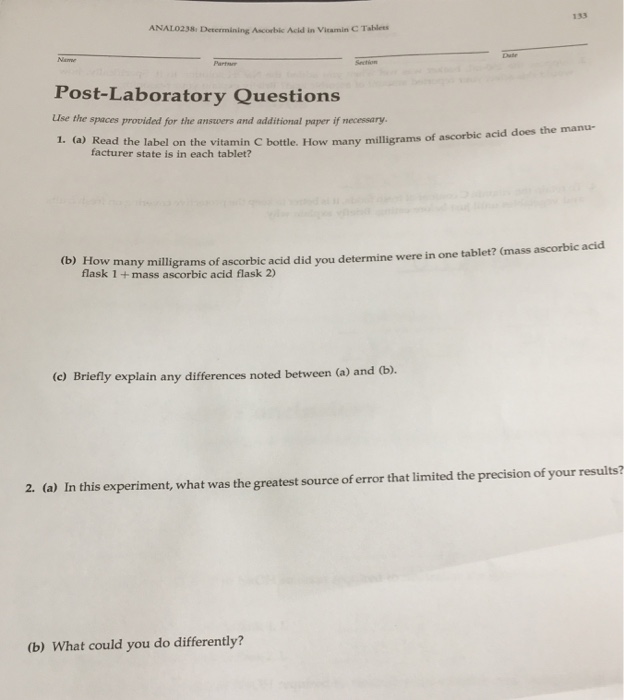 133 Anal0238 Determining Ascorbic Acid In Vicamin