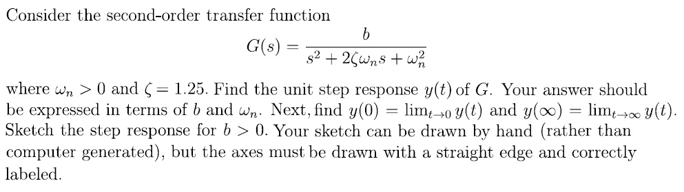Solved Consider The Second Order Transfer Function G S Chegg Com