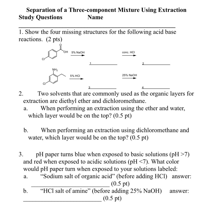 Solved Separation Of A Three Component Mixture Using Extr