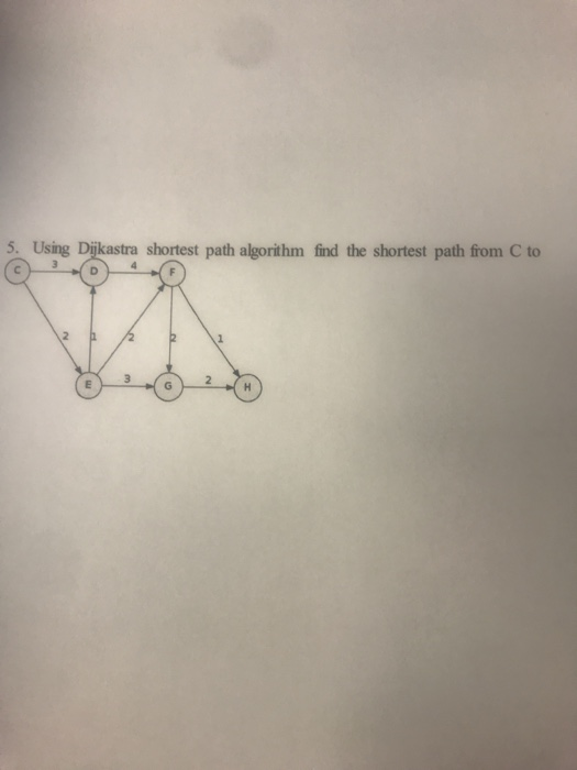 5 Usng Dikastra shortest path algorithm find the shortest path from C to 3