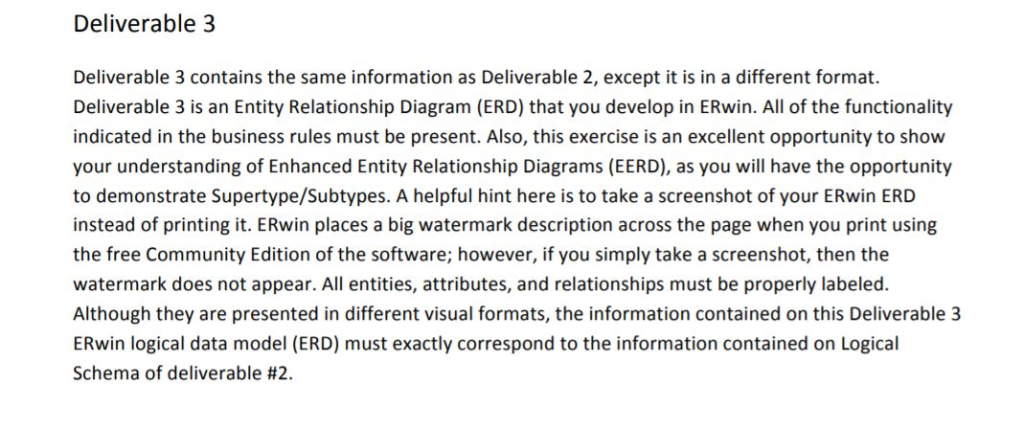 Deliverable3 Deliverable 3 contains the same information as Deliverable 2, except it is in a different format. Deliverable 3