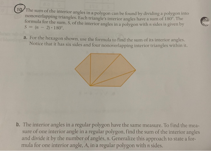 Solved 10 The Sum Of The Interior Angles In A Polygon Can