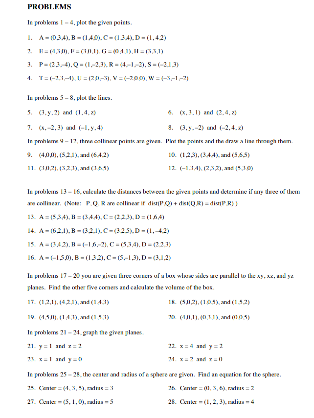 Solved Problems In Problems 1 4 Plot The Given Points 3 Chegg Com
