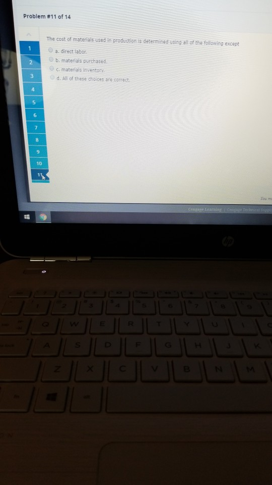 Solved Problem #11 of 14 The cost of materials used in | Chegg.com