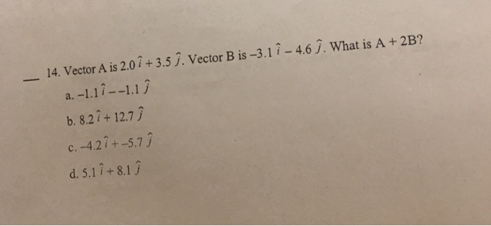 14 Vector A Is 2 0i 3 5 Vector B Is 3 17 4 6 J Chegg Com