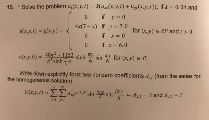 Solved 15 Solve The Problem U X Y T K Ua R Y T Uyy Chegg Com