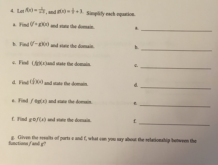 Solved 4 Let F X L And G X 3 Simplify Each Equati Chegg Com