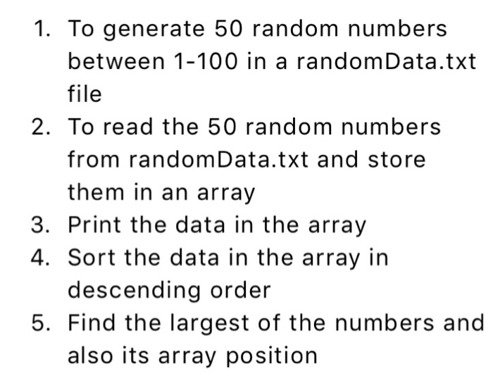 Solved 1 To Generate 50 Random Numbers Between 1 100 In