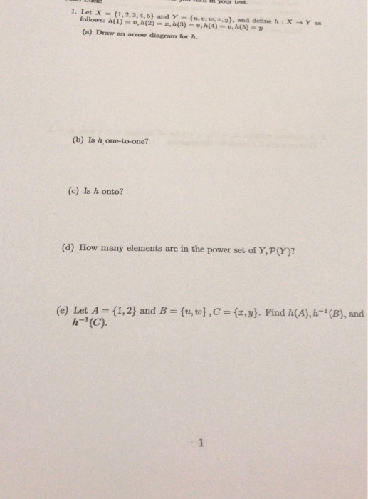 Solved 1 Let X 1 2 3 4 5 And Y U V W E Y And De Chegg Com