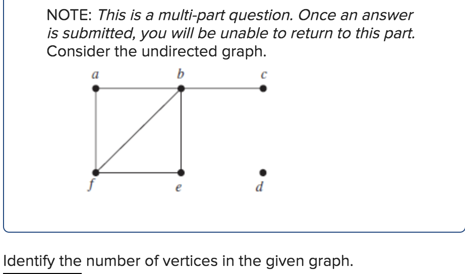 Note This Is A Multi Part Question Once An Answer Chegg Com - Which Is The Pendant Vertex In Given Graph