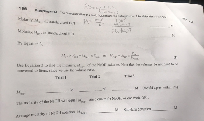 Solved Can You Help Me On How To Calculate The Molarity F Chegg Com