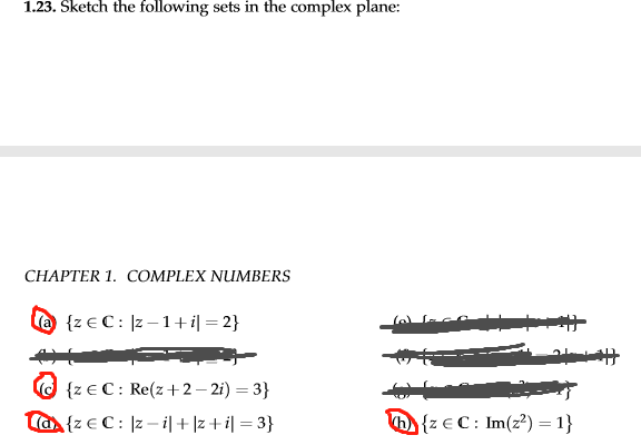 Solved 123 Sketch The Following Sets In The Complex Pla