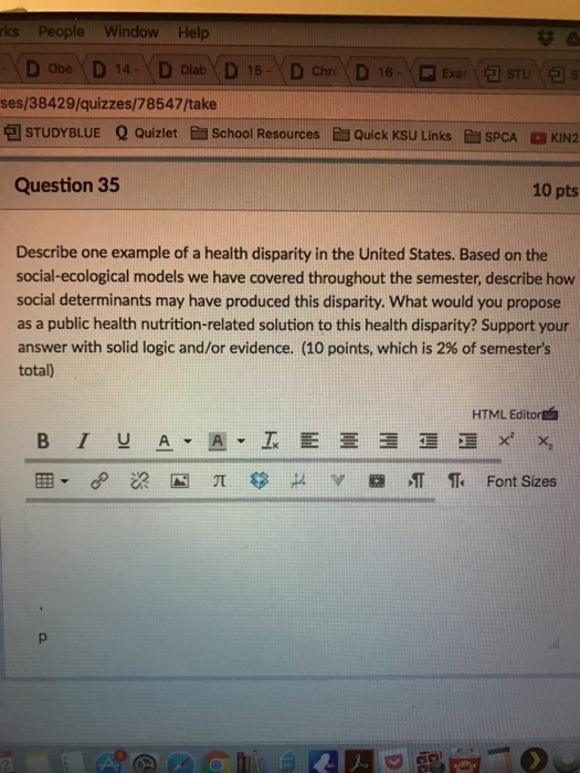 Describe one example of a health disparity in the