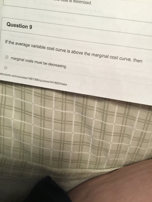 Solved: Question 9 If The Average Variable Cost Curve Is A ...