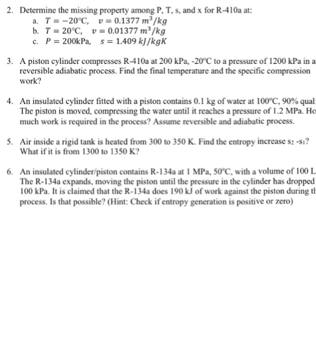 Solved Determine The Missing Property Among P T S And Chegg Com