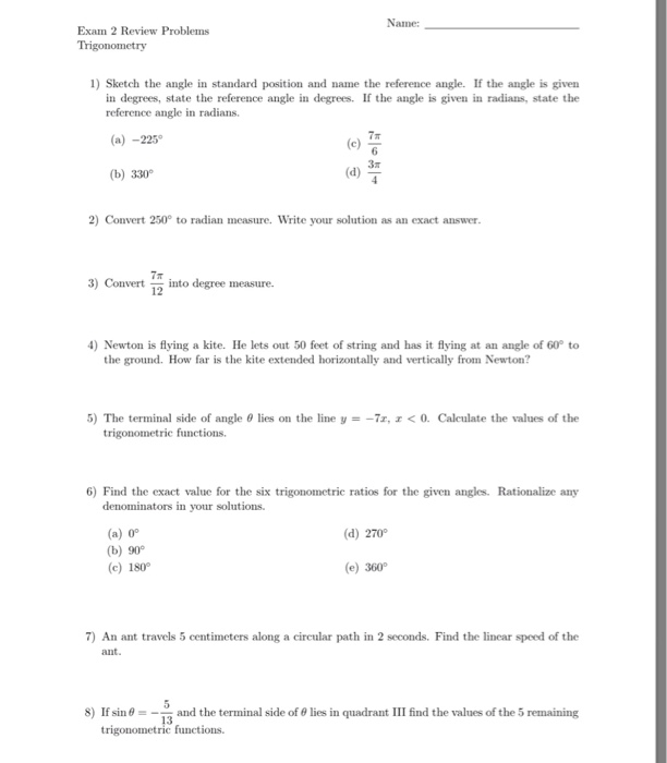 Solved Sketch The Angle In Standard Position And Name The