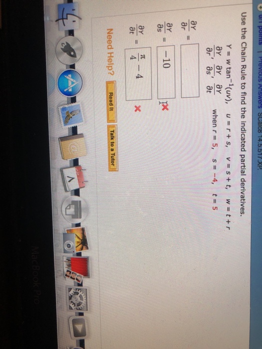 Solved Y Wtan 1 Uv U R S Arar Ar When R S Ar As At Chegg Com