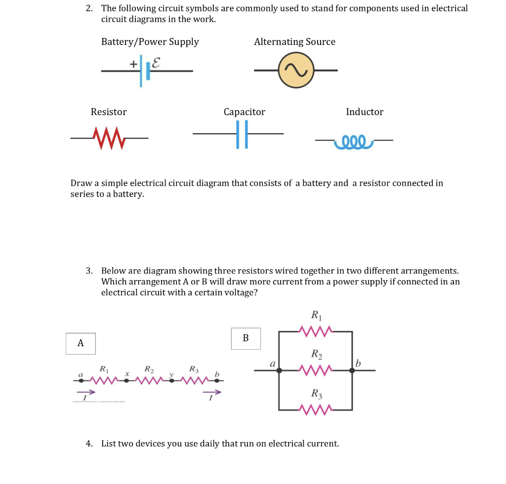 Solved The Following Circuit Symbols Are Commonly Used To Chegg Com