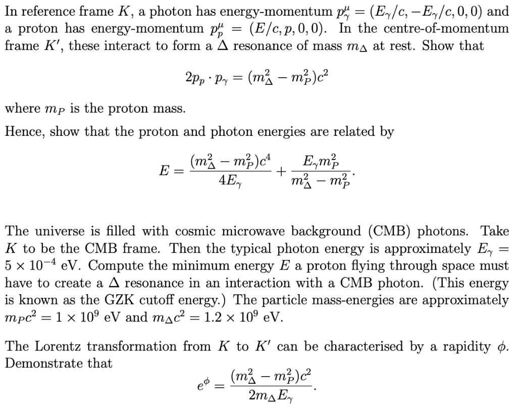 In Reference Frame K A Photon Has Energy Momentum Chegg Com