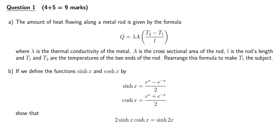 Solved Question 1 4 5 9 Marks A The Amount Of Heat Chegg Com