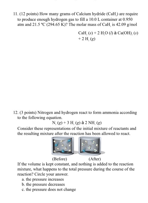 Solved 11 12 Points How Many Grams Of Calcium Hydride Chegg Com