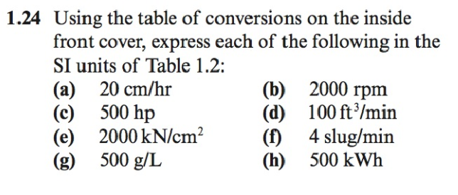 Solved 1 24 Using The Table Of Conversions On The Inside Chegg Com