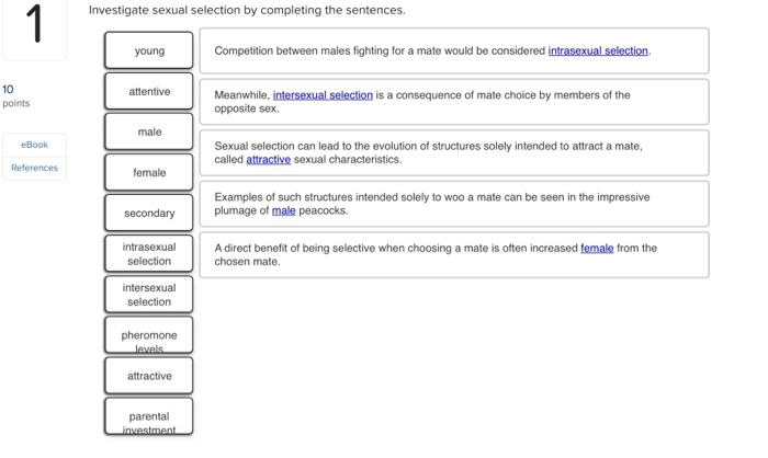 Solved: Investigate Sexual Selection By Completing The Sen... | Chegg.com