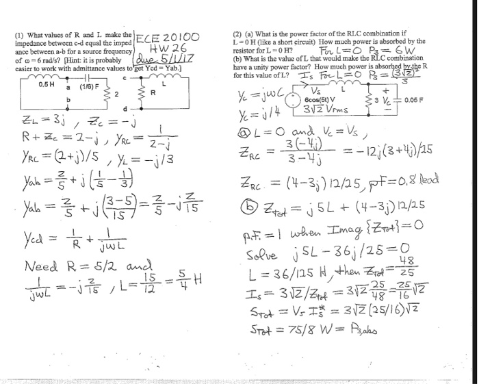 Solved Due 12 11 17 Ece 20100 1 What Values Of R And C Chegg Com