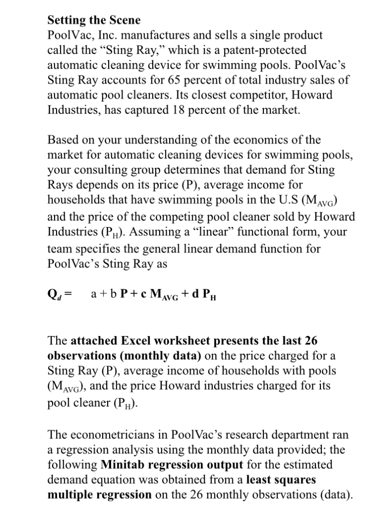 Setting The Scene Poolvac Inc Manufactures And S Chegg Com