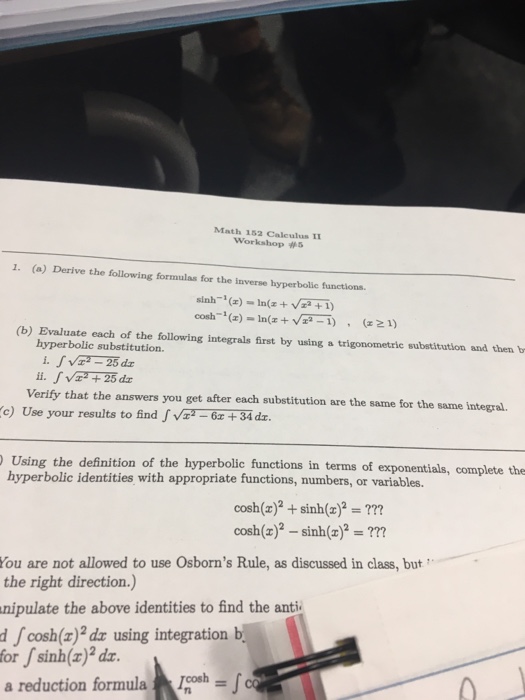 Solved Derive The Following Formulas For The Inverse Chegg Com