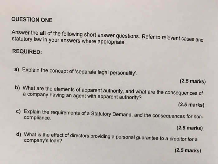 Question One Answer The All Of The Following Short Chegg Com