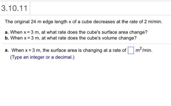 3 10 11 The Original 24 M Edge Length X Of A Cube Chegg 