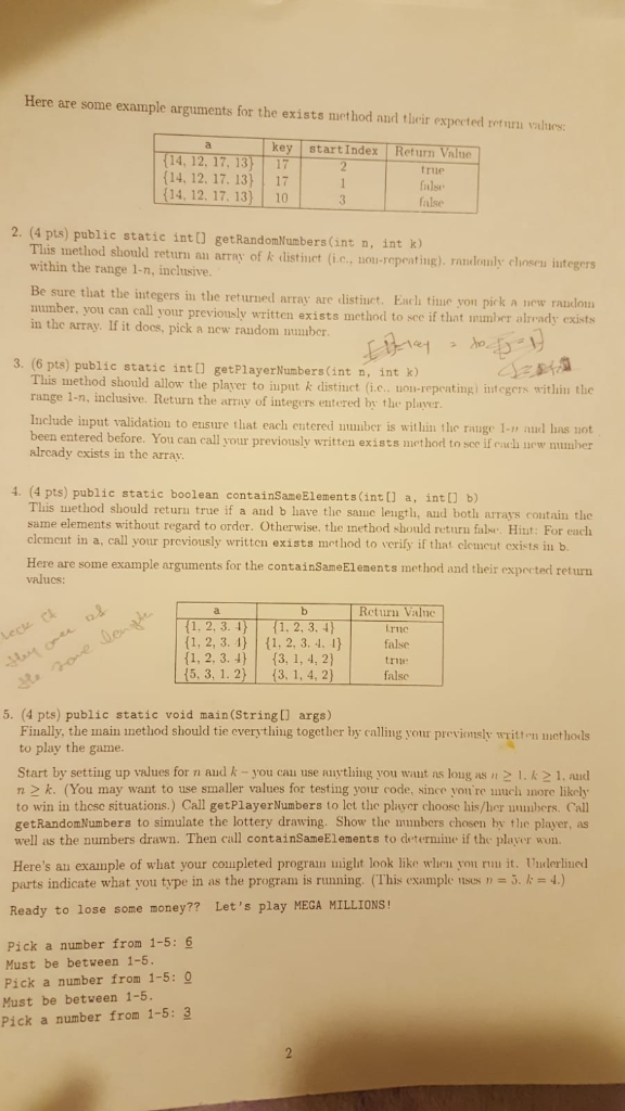 Here are some example arguments for the exists method aud their expected returu vahues key startIndex Return Value (14, 12. 1