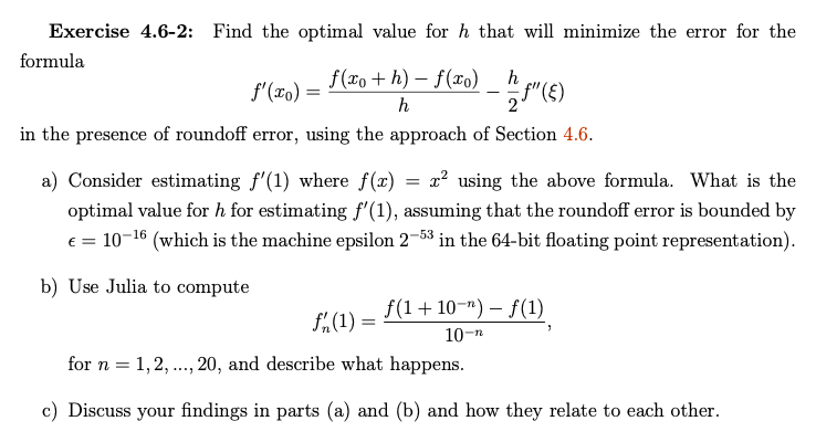 Solved Exercise 4 6 2 Find The Optimal Value For H That Chegg Com