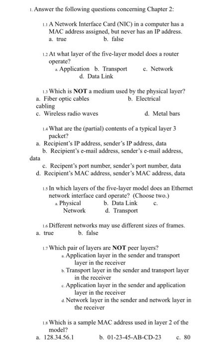 network sinario questions - Naner 2BeE 3034 onol LAN htarNab omed 3 PCS 2)  Foo Afications RFIO, - Studocu