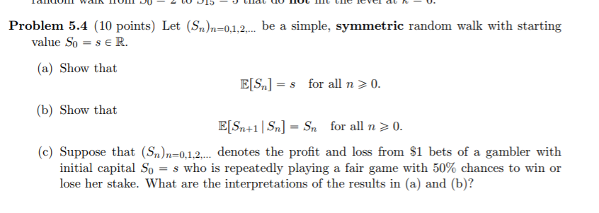 Solved Problem 5 4 10 Points Let Sn N 01 Be A Simple Chegg Com