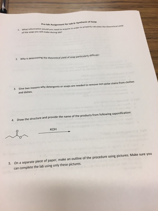 Solved Assignment For Lab 6 Synthesis Of Soap What Infor Chegg Com